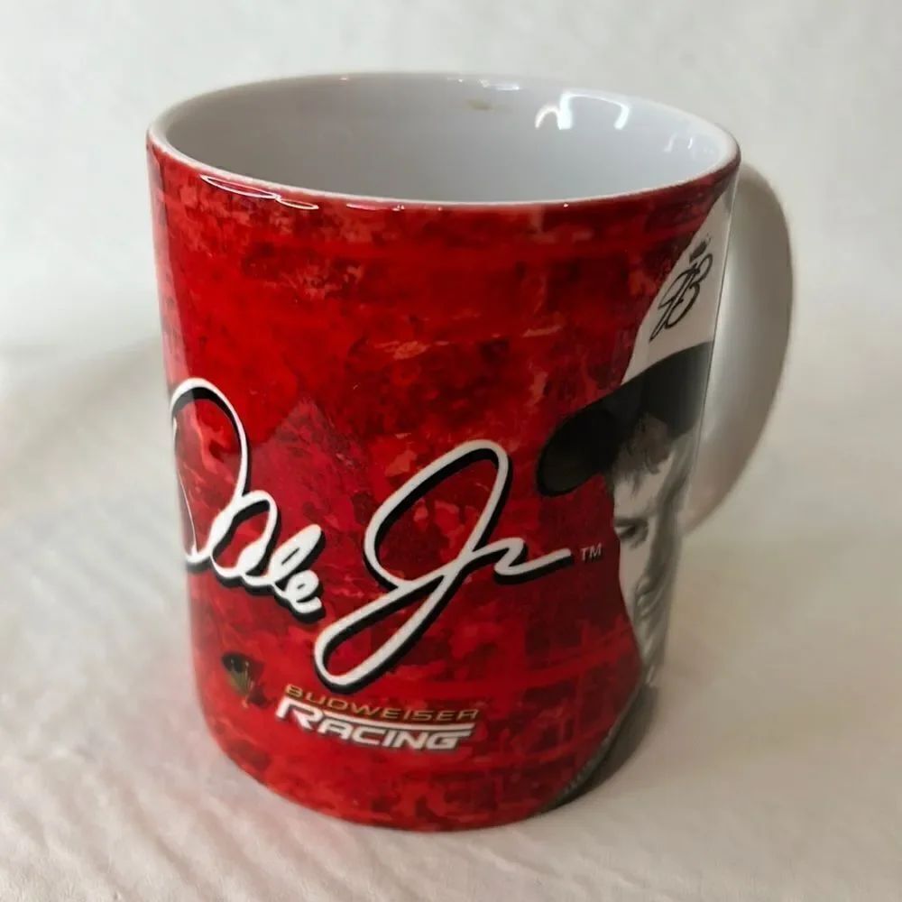 Dale Jr Budweiser Racing Mug Coffee Tea Cocoa 12 Oz 3 3/4 Tall 3 In Round Red #8